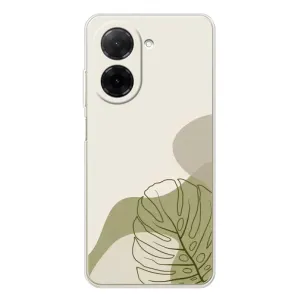Силиконовый чехол с принтом в цветах на Xiaomi Poco C71 (Зеленая монстера дизайн)