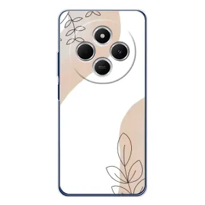 Силиконовый чехол с принтом в цветах на Xiaomi Poco C75 (Нюдовая веточка абстракция)