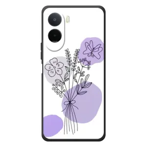 Силиконовый чехол с принтом в цветах на Xiaomi Poco C81 Pro (Букет фиолетовая абстракция)