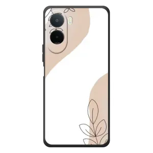 Силиконовый чехол с принтом в цветах на Xiaomi Poco C81 Pro (Нюдовая веточка абстракция)