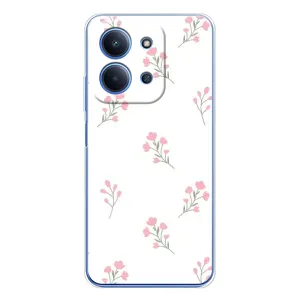 Чехол с цветочным принтом на Xiaomi Поко С85 (Розовые цветы)