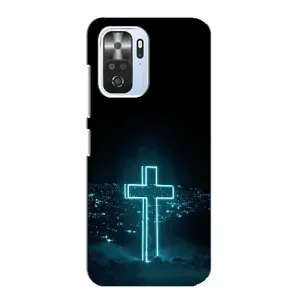Чехол для Xiaomi POCO F3 (AlphaPrint) - (Христианские) (Крест и город)