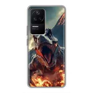 Чехол с картинкой «Хищники» для Xiaomi POCO F4 (5G) (Огненный динозавр)