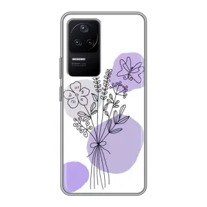Силконовий чохол з принтом в квітах на Xiaomi POCO F4 (5G) (Букет фіолетова абстракція)