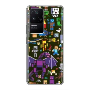Чехол Майнкрафт на Xiaomi POCO F4 (5G) (AlphaPrint) Minecraft (Коллаж Майнкрафт)