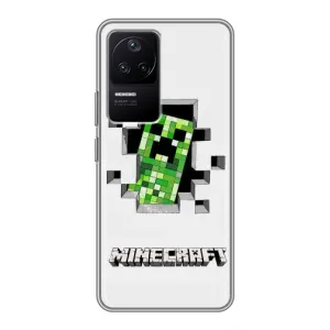 Чехол Майнкрафт на Xiaomi POCO F4 (5G) (AlphaPrint) Minecraft (крипер Майнкрафт)