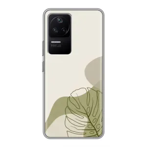 Силконовий чохол з принтом в квітах на Xiaomi POCO F4 (5G) (Зелена монстера дизайн)
