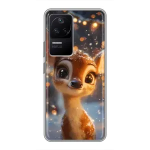 Яскравий чохол для Xiaomi POCO F4 (5G) з Зимові Оленята (Оленятко серед гірлянд)