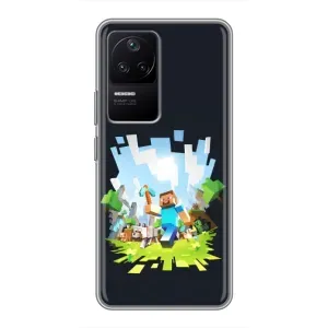 Чехол Майнкрафт на Xiaomi POCO F4 (5G) (AlphaPrint) Minecraft (персонажи Minecraft)