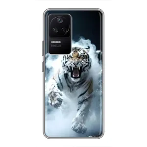 Чехол с картинкой «Хищники» для Xiaomi POCO F4 (5G) (Белый тигр в дыму)