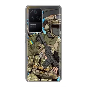 Чехлы с картинкой ЗСУ для Xiaomi POCO F4 (5G) (AlphaPrint) (Воин ВСУ)