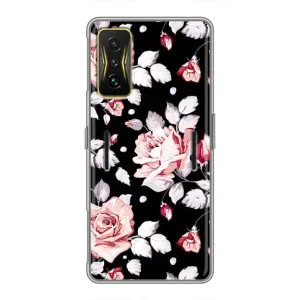 Чехлы с Цветами для Xiaomi POCO F4 GT (VPrint) (Цветочки на черном)