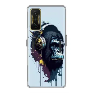 Чехол с Обезьянами Xiaomi POCO F4 GT - (AlphaPrint) (Горилла в наушниках)