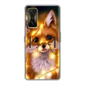 Чехлы с картинкой Лисички для Xiaomi POCO F4 GT (VPrint) (Лисичка в гирляндах)