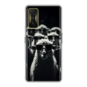 Чехол с принтом стильные животные для Поко Ф4 GT (Овечка в очках)