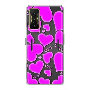 Чехлы для любимой на Поко Ф4 GT (VPrint) (Pink hearts)