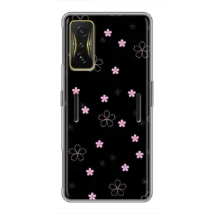 Чохол з розовим принтом для Xiaomi POCO F4 GT (Рожеві квіти на чорному)