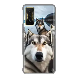 Чехол с Хаски для Xiaomi POCO F4 GT - (AlphaPrint) (Селфи ХАски)