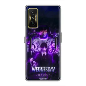 Чехол с дизайном Венздей 2 на Xiaomi POCO F4 GT (Фиолетовая магия Уэнздей)
