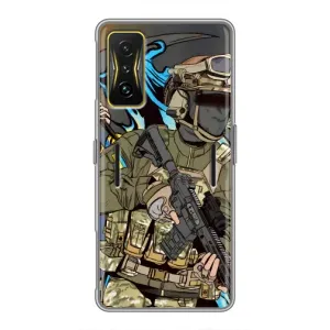 Чехлы с картинкой ЗСУ для Xiaomi POCO F4 GT (AlphaPrint) (Воин ВСУ)