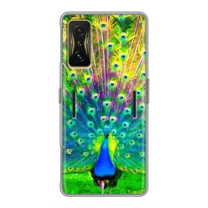 Чехол с птицами на Xiaomi POCO F4 GT (VPrint) (Яркий Павлин)