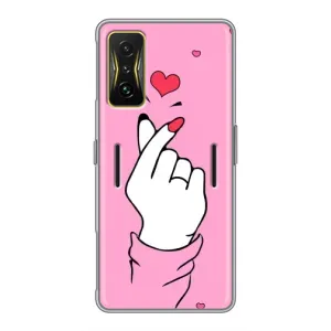 Чехол с принтом для Xiaomi POCO F4 GT (AlphaPrint - Знак сердечка)