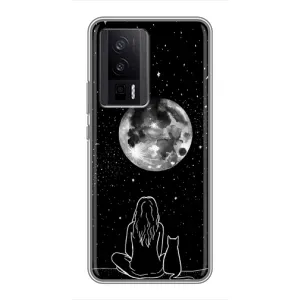 Чехол с рисунком кот на Xiaomi POCO F5 Pro (Девушка с котом)