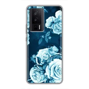Чехлы (ART) Цветы на Xiaomi POCO F5 Pro (VPrint) (Голубые Бутоны)