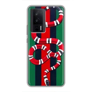 Чехлы ГУЧЧИ для Поко Ф5 Про (AlphaPrint) (Gucci змия)