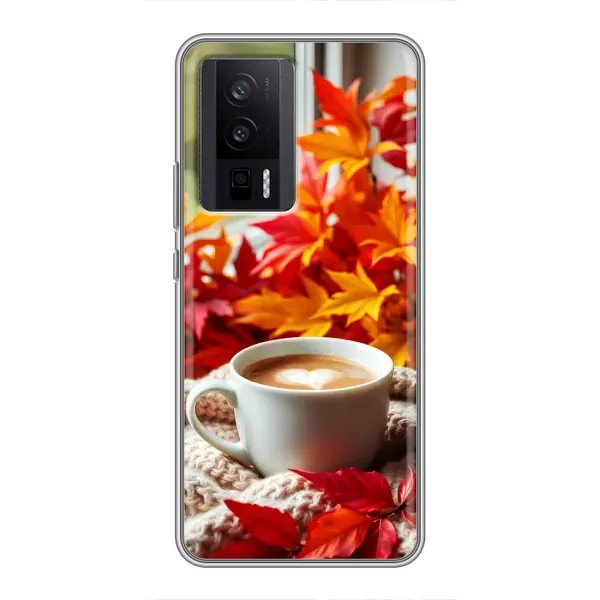 Чехол с принтом «Кофе и листья» для Xiaomi POCO F5 Pro Чехол с принтом «Кофе и листья» для Xiaomi POCO F5 Pro