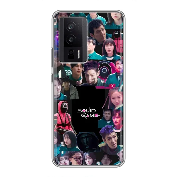 Чохол з принтом «Колаж Гра кальмара» для Xiaomi POCO F5 Pro Чохол з принтом «Колаж Гра кальмара» для Xiaomi POCO F5 Pro