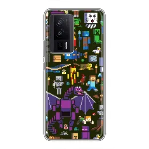 Чехол Майнкрафт на Xiaomi POCO F5 Pro (AlphaPrint) Minecraft (Коллаж Майнкрафт)