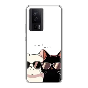 Чехол с рисунком кот на Xiaomi POCO F5 Pro (Коты в очках)