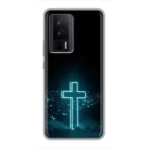 Чехол для Xiaomi POCO F5 Pro (AlphaPrint) - (Христианские) (Крест и город)