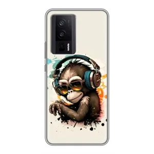 Чехол с принтом «Макака в наушниках» для Xiaomi POCO F5 Pro