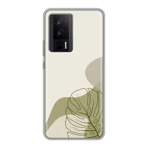 Силиконовый чехол с принтом в цветах на Xiaomi POCO F5 Pro (Зеленая монстера дизайн)