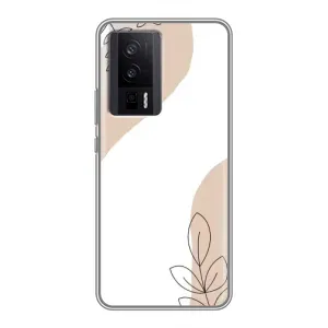 Силиконовый чехол с принтом в цветах на Xiaomi POCO F5 Pro (Нюдовая веточка абстракция)