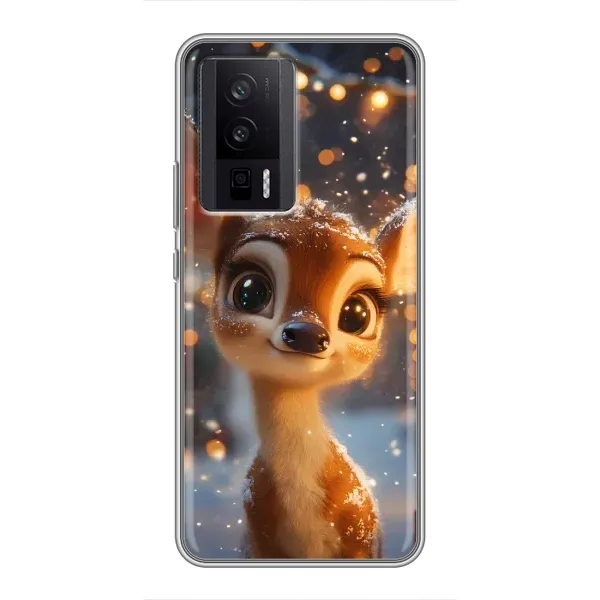 Чохол з принтом «Оленятко серед гірлянд» для Xiaomi POCO F5 Pro Чохол з принтом «Оленятко серед гірлянд» для Xiaomi POCO F5 Pro