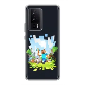 Чехол Майнкрафт на Xiaomi POCO F5 Pro (AlphaPrint) Minecraft (персонажи Minecraft)