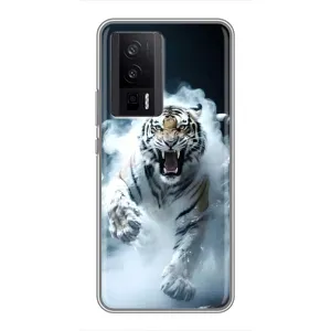 Чохол з картинкою 'Хижаки' для Xiaomi POCO F5 Pro (Білий тигр у диму)