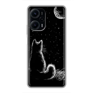 Чохол з принтом для Xiaomi POCO F5 (AlphaPrint) Модні коти (Котик і місяць)