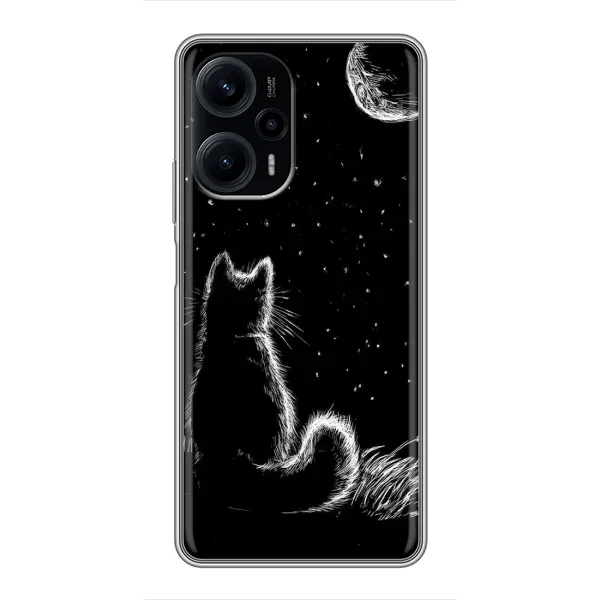 Чохол з принтом «Котик і місяць» для Xiaomi POCO F5 Чохол з принтом «Котик і місяць» для Xiaomi POCO F5