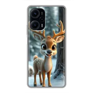 Яскравий чохол для Xiaomi POCO F5 з Зимові Оленята (Оленятко в лісі)