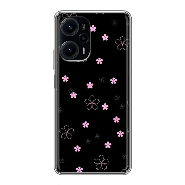 Чехол с принтом «Розовые цветы на черном» для Xiaomi POCO F5 Чехол с принтом «Розовые цветы на черном» для Xiaomi POCO F5