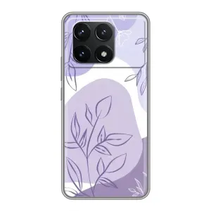 Силиконовый чехол с принтом в цветах на Xiaomi POCO F6 Pro (Фиолетовые листья абстракция)