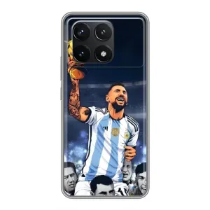 Чехлы для Xiaomi POCO F6 Pro (Leo чемпион) (AlphaPrint) (Месси с кубком)