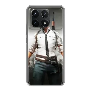 Чехол PUBG для Поко Ф6 Про (AlphaPrint) (Пабг мен)