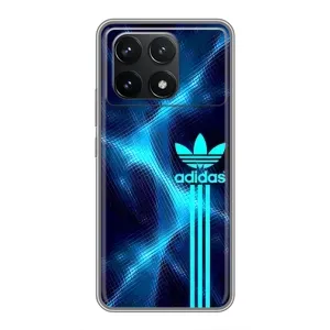 Чехлы Адидас для Xiaomi POCO F6 Pro (AlphaPrint) (Синий Адидас)