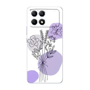 Силиконовый чехол с принтом в цветах на Xiaomi POCO F6 (Букет фиолетовая абстракция)