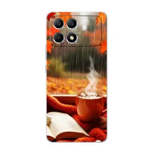 Чохол з принтом «Кава і дощ» для Xiaomi POCO F6